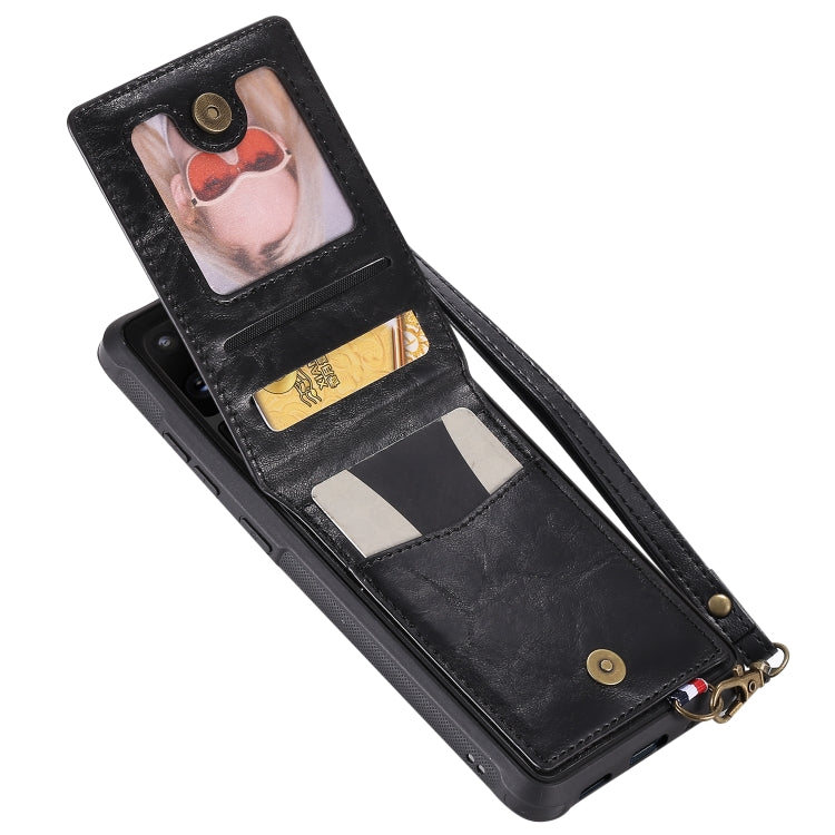 For Galaxy S20 Ultra Vertical Flip Shockproof Leather Protective Case with Long Rope, Support Card Slots & Bracket & Photo Holder & Wallet Function
