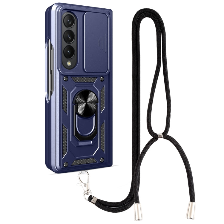 For Samsung Galaxy Z Fold4 Lanyard Slide Camshield Ring Phone Case