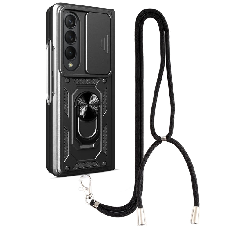 For Samsung Galaxy Z Fold4 Lanyard Slide Camshield Ring Phone Case