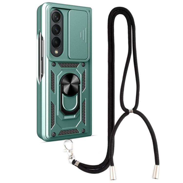 For Samsung Galaxy Z Fold4 Lanyard Slide Camshield Ring Phone Case