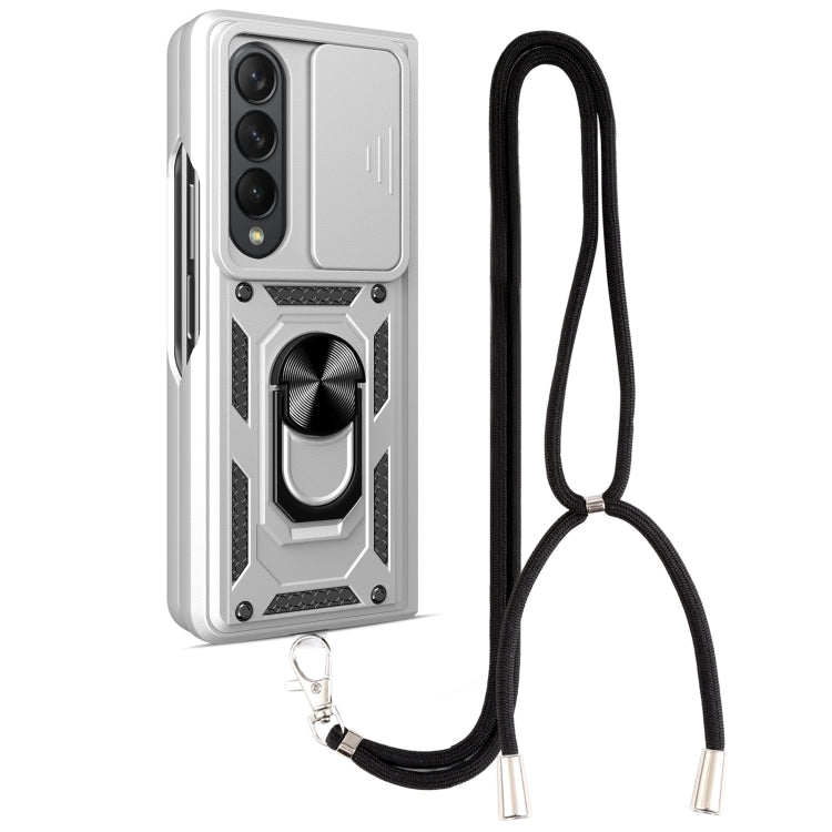 For Samsung Galaxy Z Fold4 Lanyard Slide Camshield Ring Phone Case