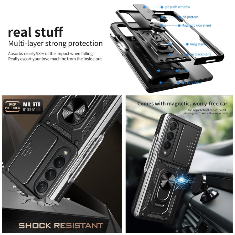 For Samsung Galaxy Z Fold4 Lanyard Slide Camshield Ring Phone Case
