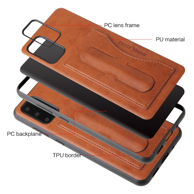 For Galaxy S20 Fierre Shann Full Coverage PU Leather Protective Case with Holder & Card Slot