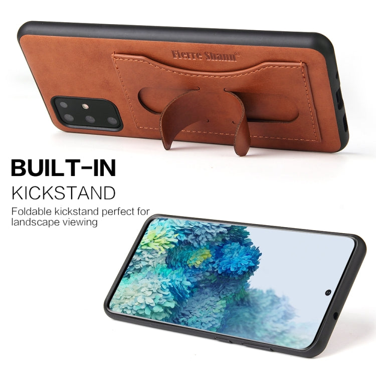 For Galaxy S20+ Fierre Shann Full Coverage PU Leather Protective Case with Holder & Card Slot