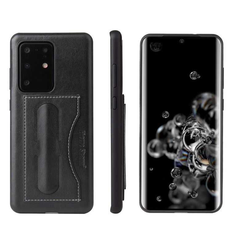 For Galaxy S20 Ultra Fierre Shann Full Coverage PU Leather Protective Case with Holder & Card Slot