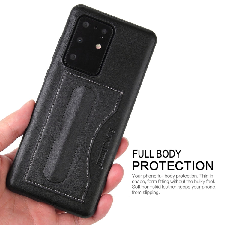 For Galaxy S20 Ultra Fierre Shann Full Coverage PU Leather Protective Case with Holder & Card Slot