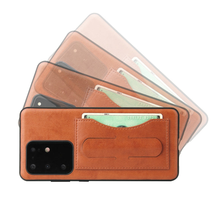 For Galaxy S20 Ultra Fierre Shann Full Coverage PU Leather Protective Case with Holder & Card Slot