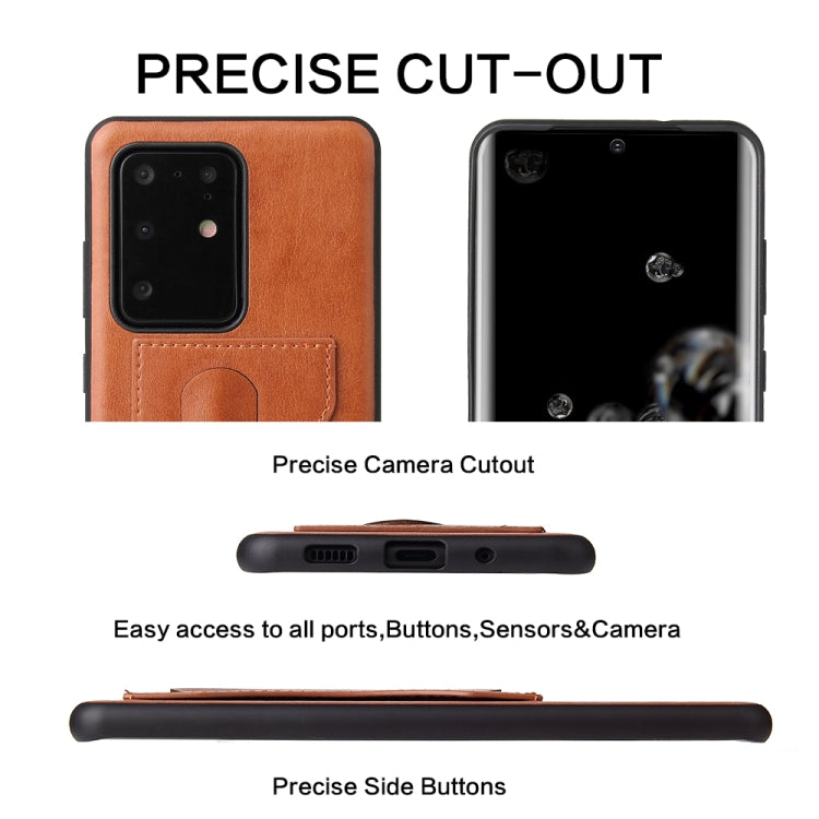 For Galaxy S20 Ultra Fierre Shann Full Coverage PU Leather Protective Case with Holder & Card Slot