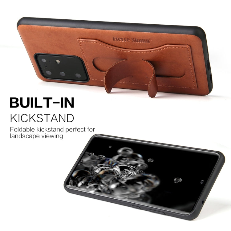 For Galaxy S20 Ultra Fierre Shann Full Coverage PU Leather Protective Case with Holder & Card Slot
