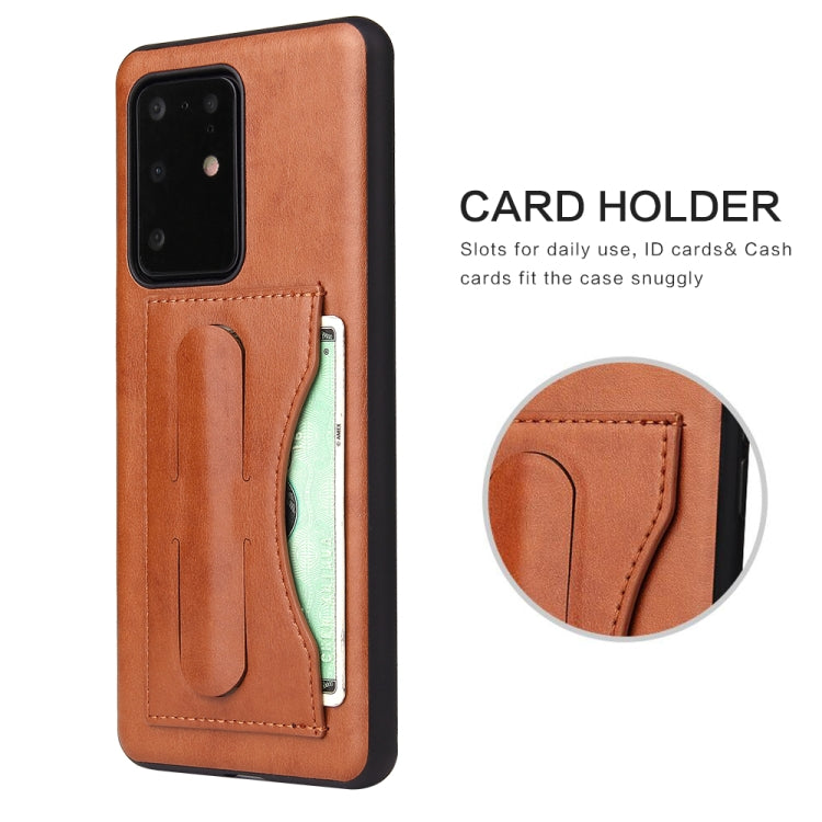 For Galaxy S20 Ultra Fierre Shann Full Coverage PU Leather Protective Case with Holder & Card Slot