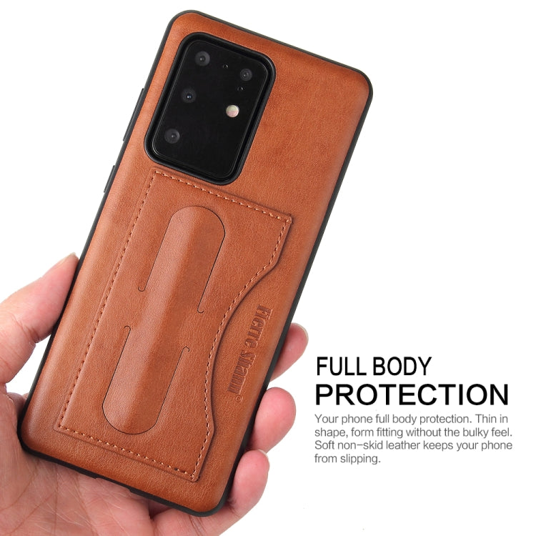 For Galaxy S20 Ultra Fierre Shann Full Coverage PU Leather Protective Case with Holder & Card Slot