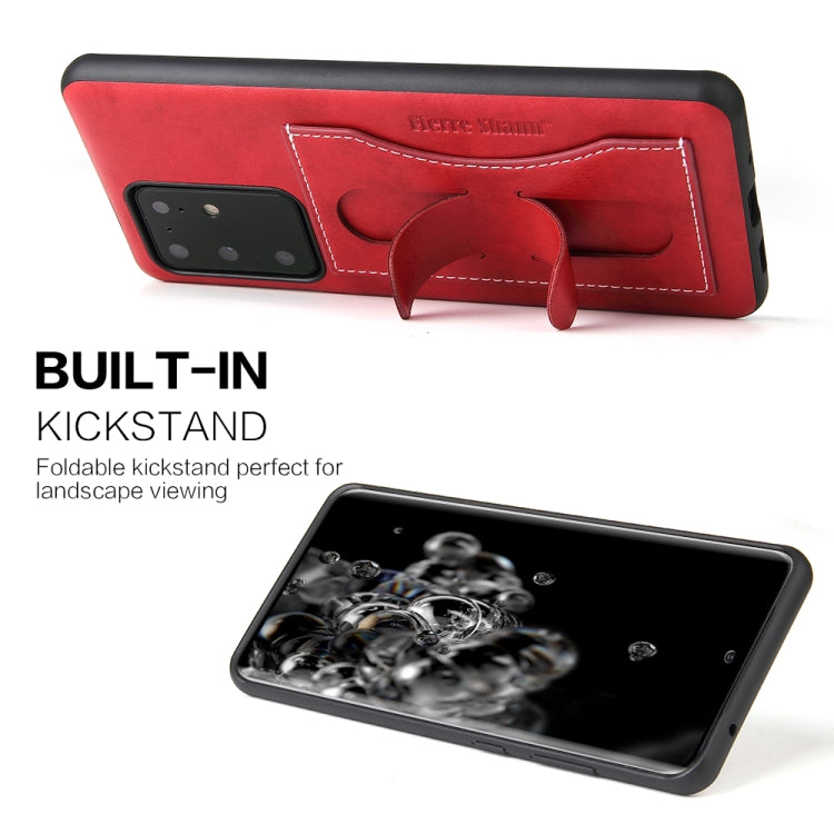 For Galaxy S20 Ultra Fierre Shann Full Coverage PU Leather Protective Case with Holder & Card Slot