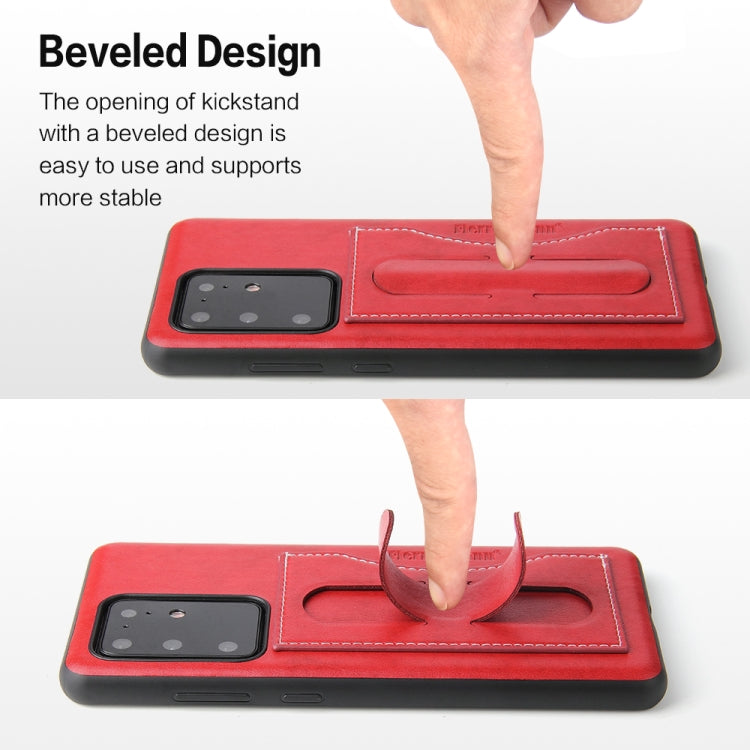 For Galaxy S20 Ultra Fierre Shann Full Coverage PU Leather Protective Case with Holder & Card Slot