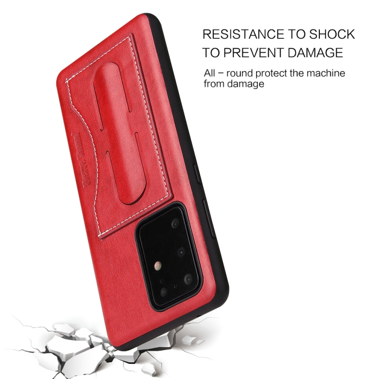 For Galaxy S20 Ultra Fierre Shann Full Coverage PU Leather Protective Case with Holder & Card Slot