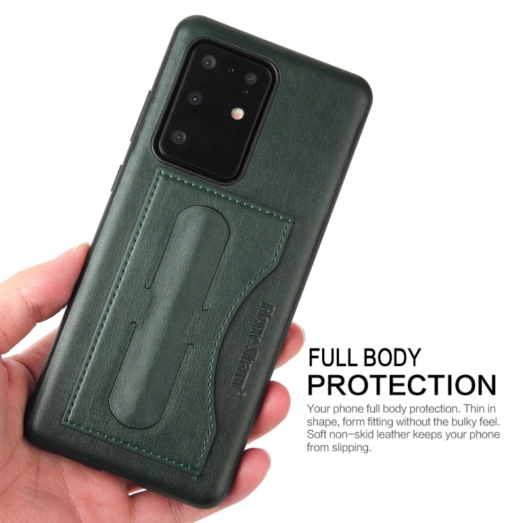 For Galaxy S20 Ultra Fierre Shann Full Coverage PU Leather Protective Case with Holder & Card Slot