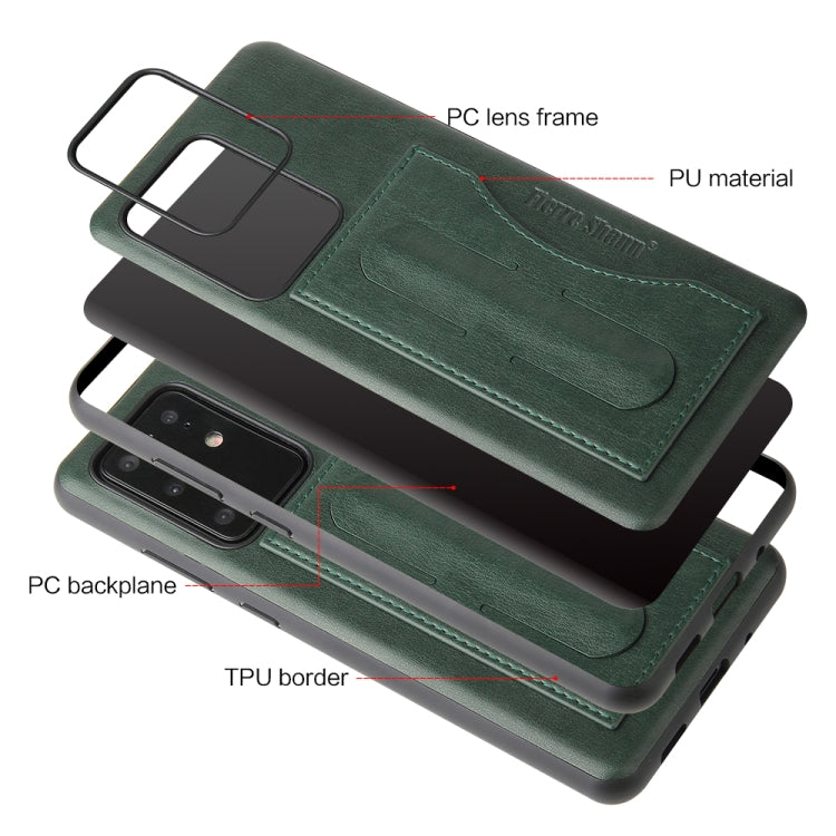 For Galaxy S20 Ultra Fierre Shann Full Coverage PU Leather Protective Case with Holder & Card Slot