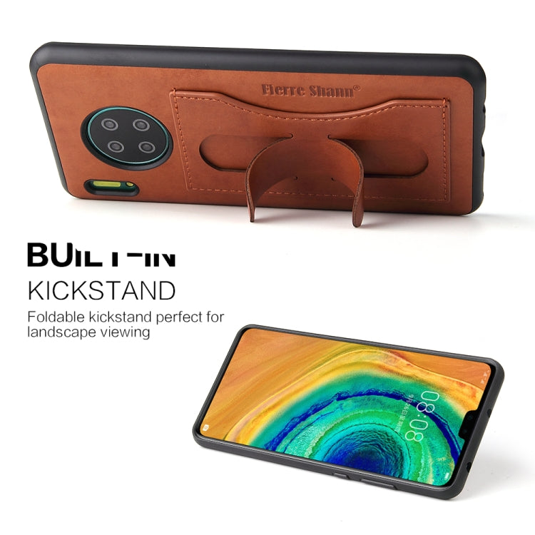 For Huawei Mate 30 Fierre Shann Full Coverage PU Leather Protective Case with Holder & Card Slot