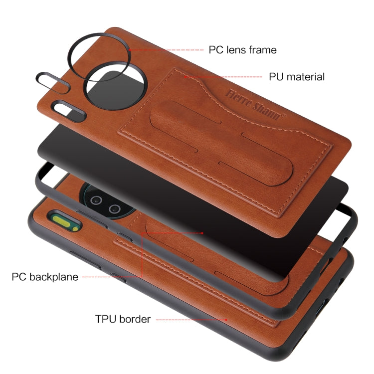For Huawei Mate 30 Fierre Shann Full Coverage PU Leather Protective Case with Holder & Card Slot