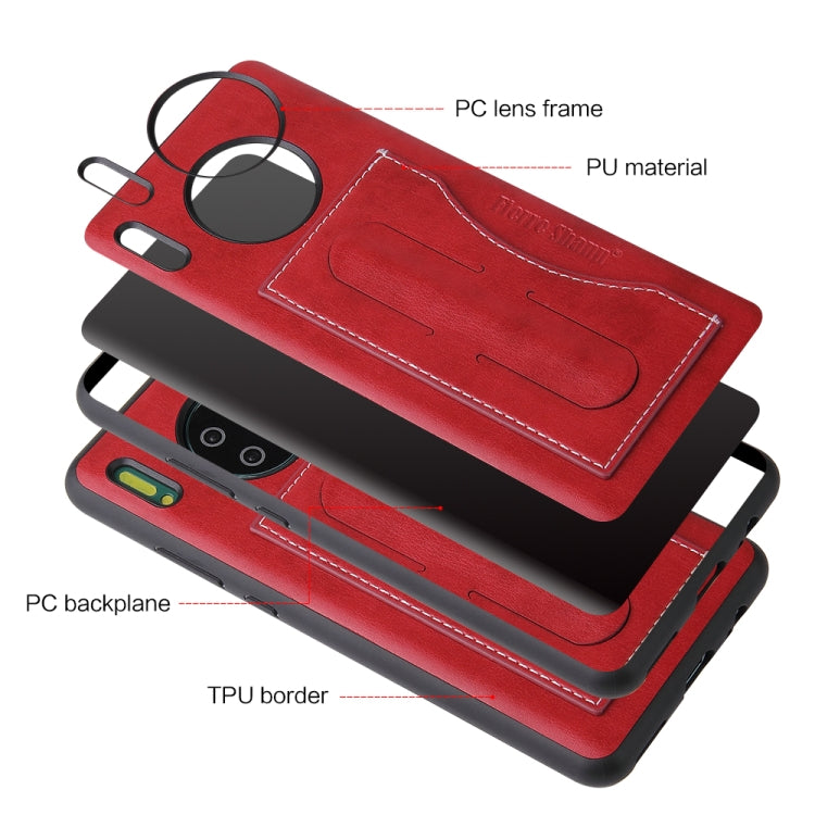 For Huawei Mate 30 Fierre Shann Full Coverage PU Leather Protective Case with Holder & Card Slot