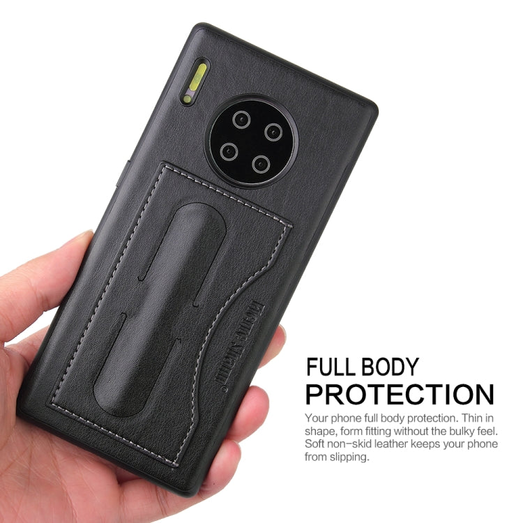 For Huawei Mate 30 Pro Fierre Shann Full Coverage PU Leather Protective Case with Holder & Card Slot