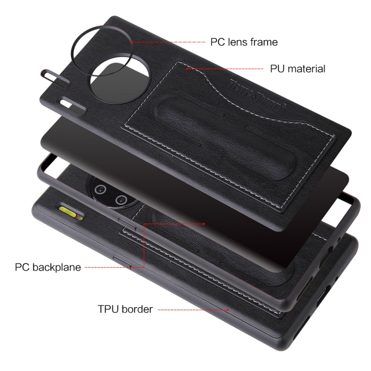 For Huawei Mate 30 Pro Fierre Shann Full Coverage PU Leather Protective Case with Holder & Card Slot