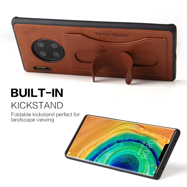 For Huawei Mate 30 Pro Fierre Shann Full Coverage PU Leather Protective Case with Holder & Card Slot