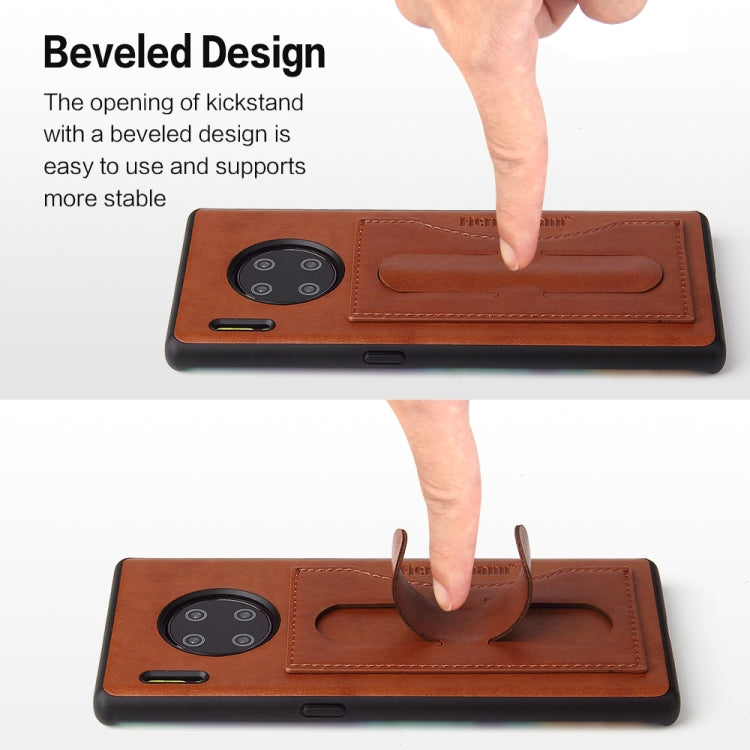 For Huawei Mate 30 Pro Fierre Shann Full Coverage PU Leather Protective Case with Holder & Card Slot