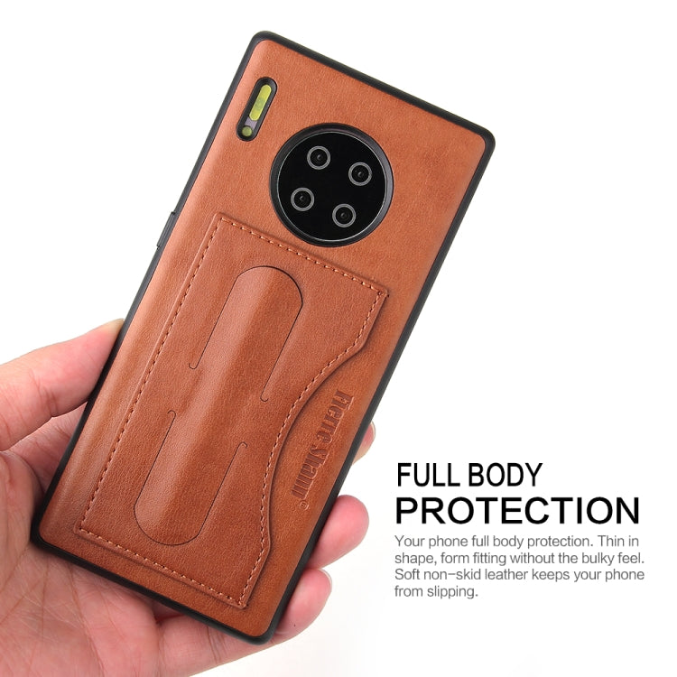 For Huawei Mate 30 Pro Fierre Shann Full Coverage PU Leather Protective Case with Holder & Card Slot