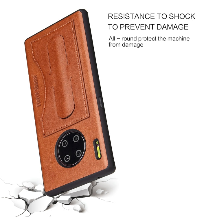 For Huawei Mate 30 Pro Fierre Shann Full Coverage PU Leather Protective Case with Holder & Card Slot
