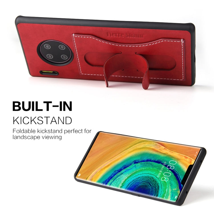 For Huawei Mate 30 Pro Fierre Shann Full Coverage PU Leather Protective Case with Holder & Card Slot