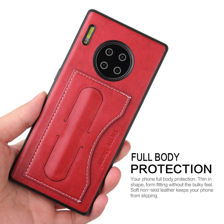 For Huawei Mate 30 Pro Fierre Shann Full Coverage PU Leather Protective Case with Holder & Card Slot