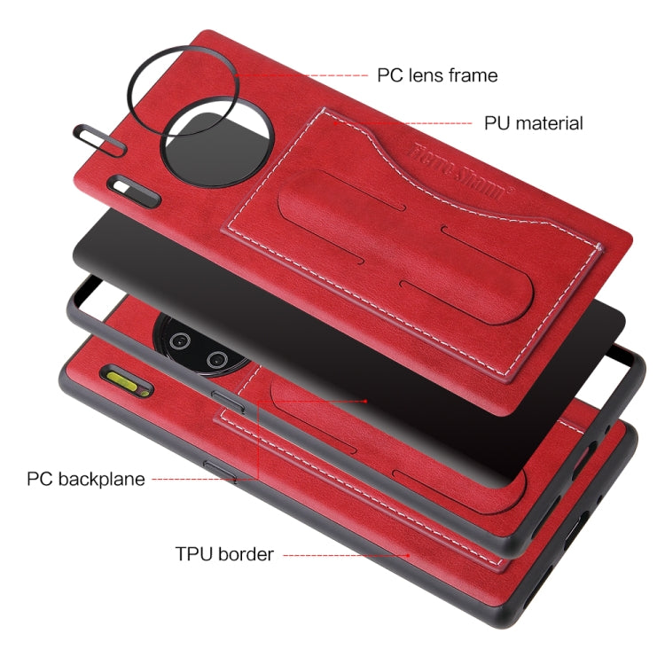 For Huawei Mate 30 Pro Fierre Shann Full Coverage PU Leather Protective Case with Holder & Card Slot