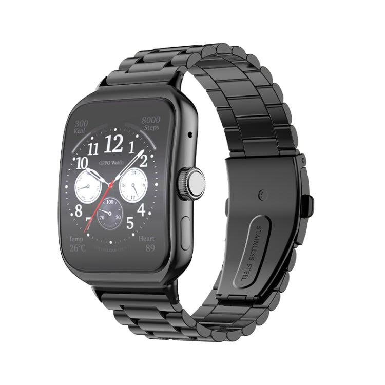 For OPPO Watch 3 Pro Three-bead Flat Buckle Stainless Steel Watch Band