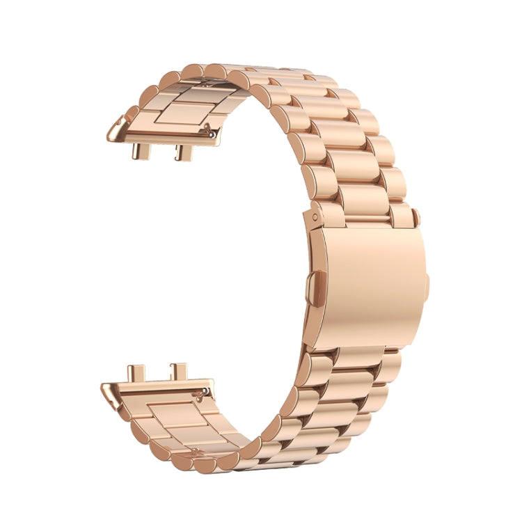 For OPPO Watch 3 Pro Three-bead Flat Buckle Stainless Steel Watch Band