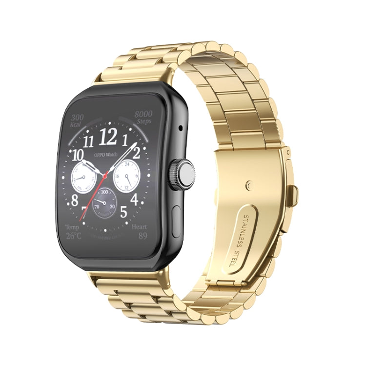For OPPO Watch 3 Pro Three-bead Flat Buckle Stainless Steel Watch Band