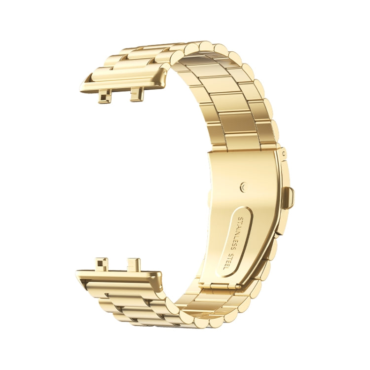 For OPPO Watch 3 Pro Three-bead Flat Buckle Stainless Steel Watch Band