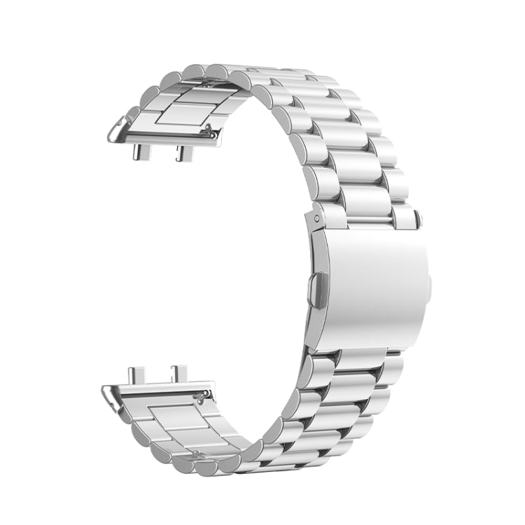 For OPPO Watch 3 Pro Three-bead Flat Buckle Stainless Steel Watch Band