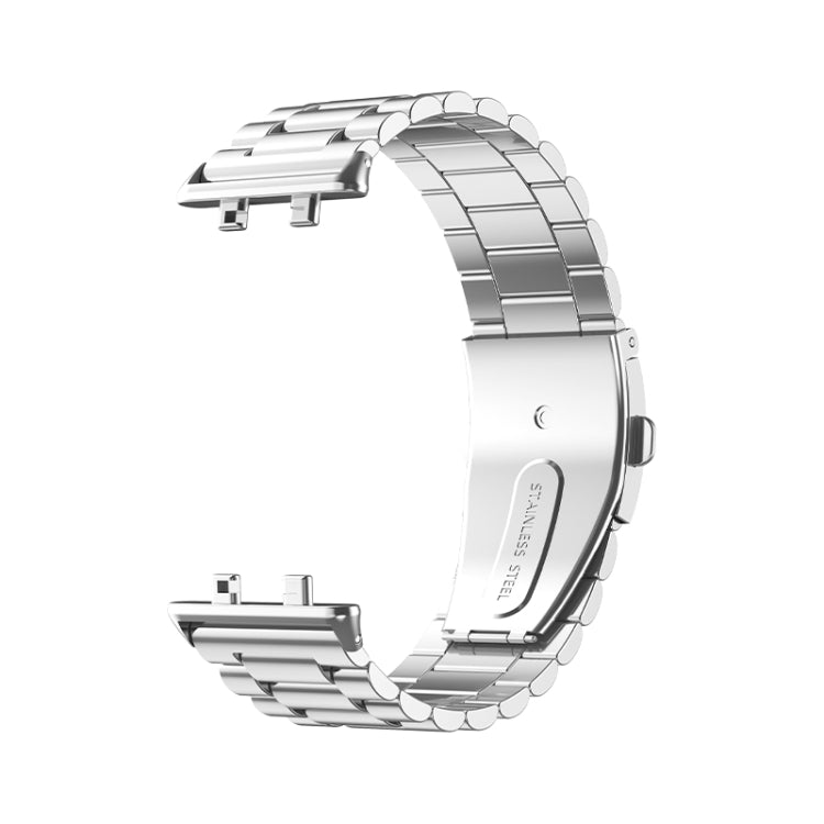 For OPPO Watch 3 Pro Three-bead Flat Buckle Stainless Steel Watch Band