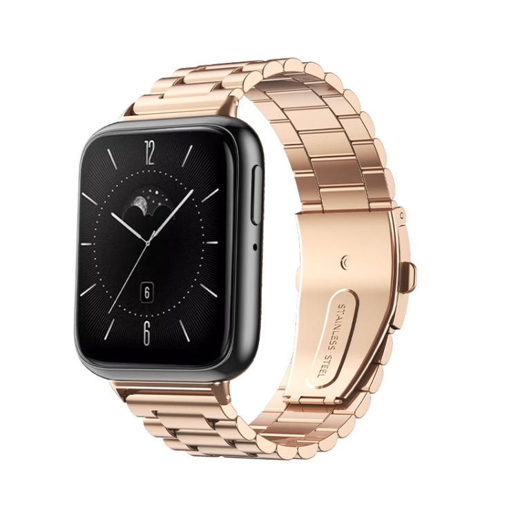 For OPPO Watch 3 Three-bead Flat Buckle Stainless Steel Watch Band