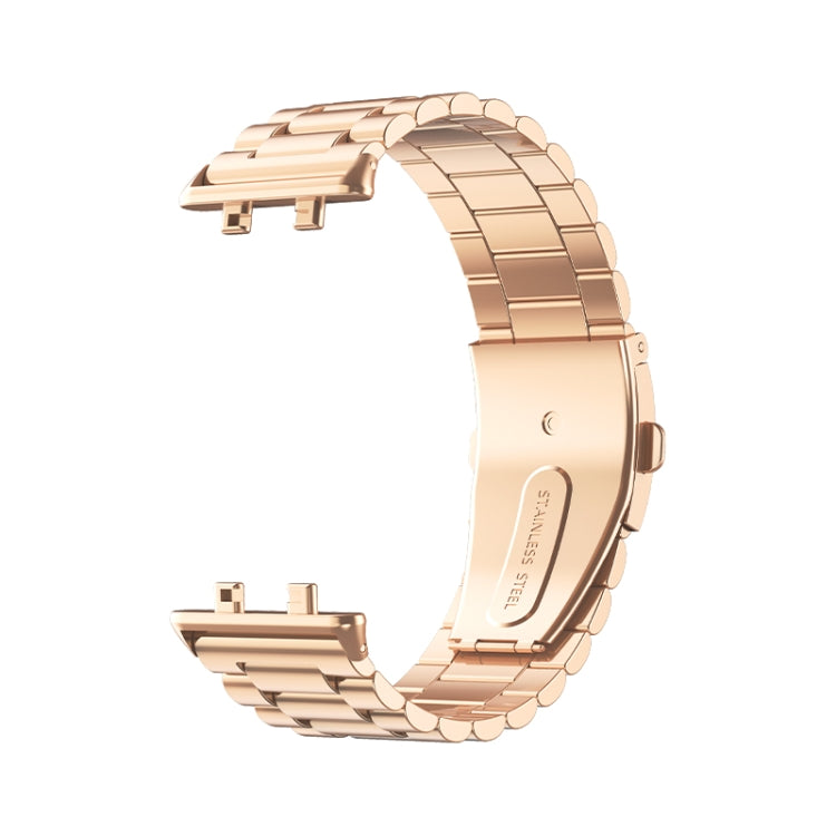 For OPPO Watch 3 Three-bead Flat Buckle Stainless Steel Watch Band