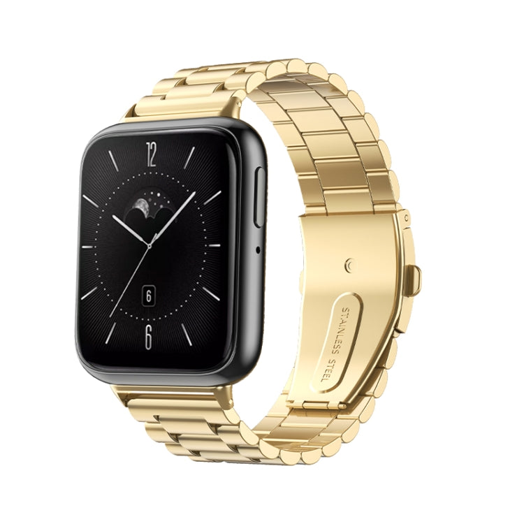 For OPPO Watch 3 Three-bead Flat Buckle Stainless Steel Watch Band