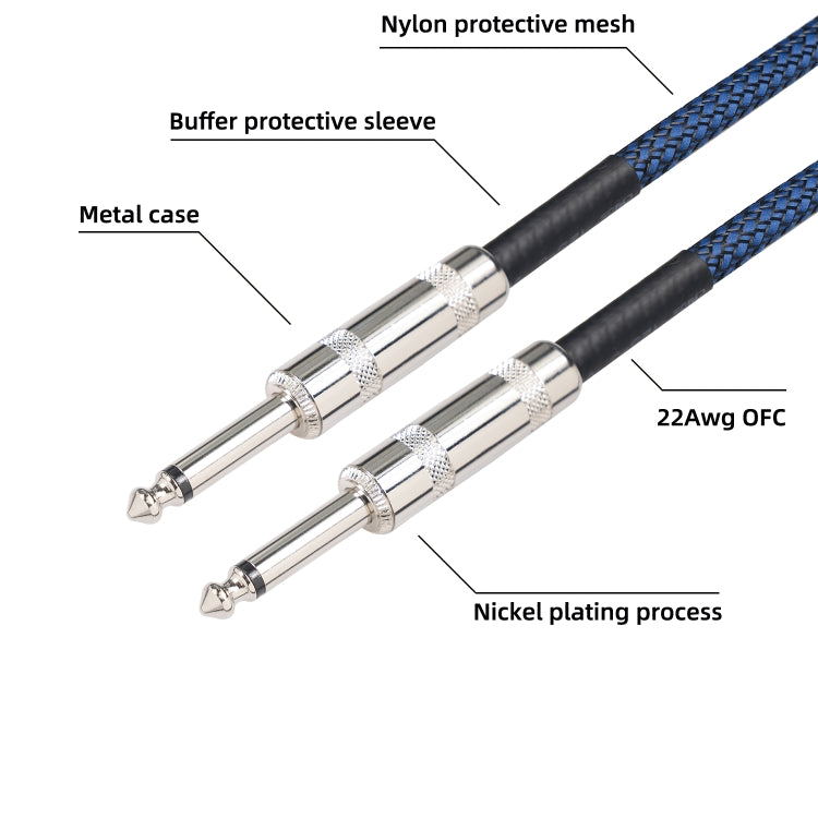 TC048BL 6.35mm Plug Male to Male Electric Guitar Mono Audio Cable, Length:3m