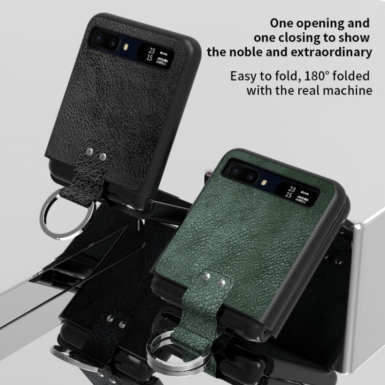 For Samsung Galaxy Z Flip/Flip 2 Leather Texture Folding Shockproof Ring Phone Case