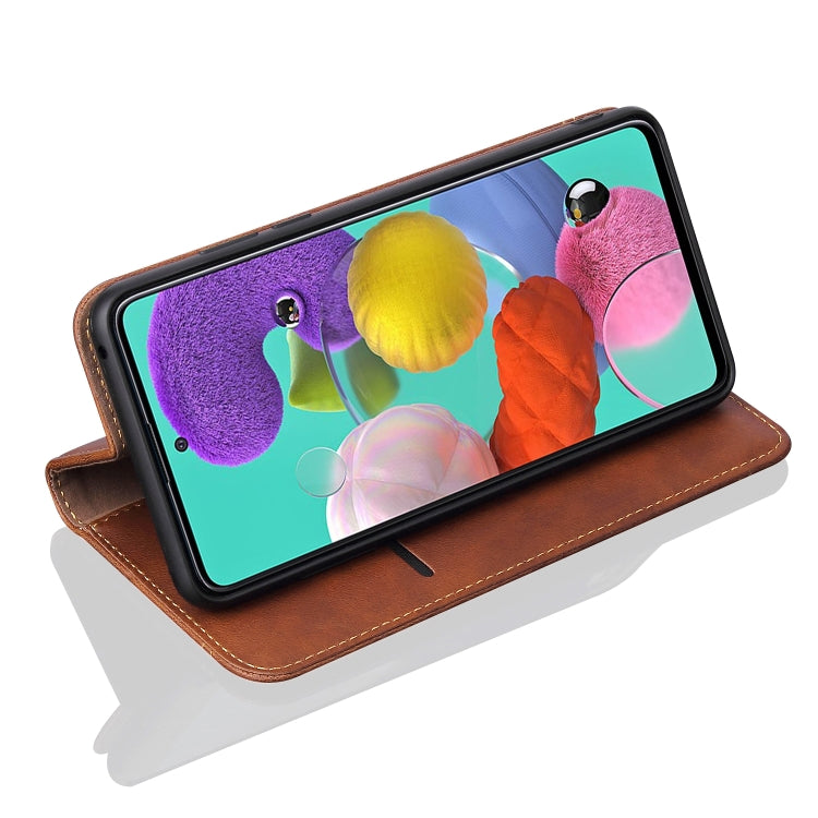 For Galaxy A71 Retro Crazy Horse Texture Horizontal Flip Leather Case , with Card Slots & Holder & Wallet
