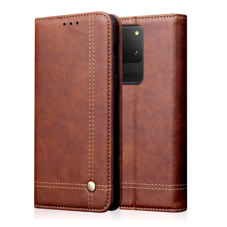 For Galaxy S20 Ultra Retro Crazy Horse Texture Horizontal Flip Leather Case , with Card Slots & Holder & Wallet