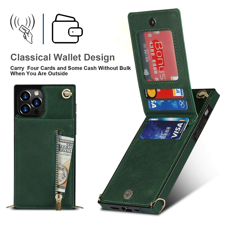 For iPhone 14 Pro Cross-body Zipper Square Phone Case with Holder