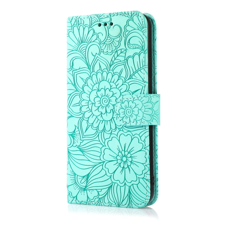 For iPhone 13 mini Skin Feel Embossed Sunflower Horizontal Leather Case
