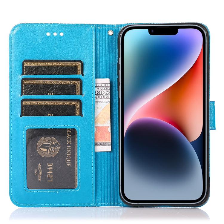 For iPhone 13 Pro Max Skin Feel Embossed Sunflower Horizontal Leather Case