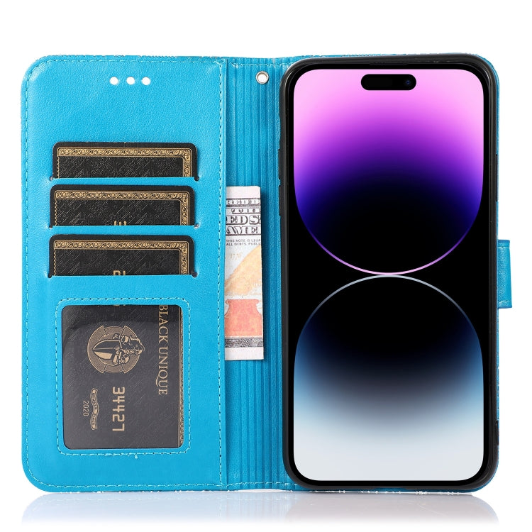 For iPhone 14 Pro Skin Feel Embossed Sunflower Horizontal Leather Case