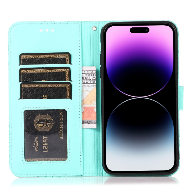 For iPhone 14 Pro Skin Feel Embossed Sunflower Horizontal Leather Case
